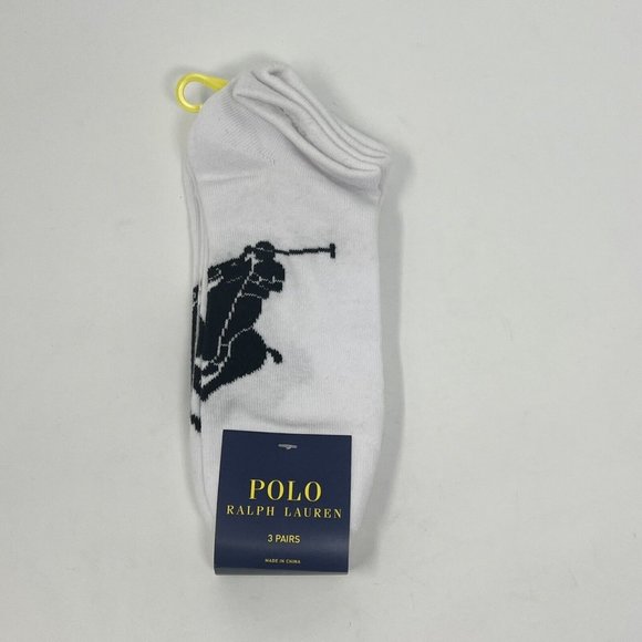 Polo Ralph Lauren Men's Socks, Athletic Big Pony Polo, 3-Pack, Low Cut Sz 10-13 - Picture 2 of 4